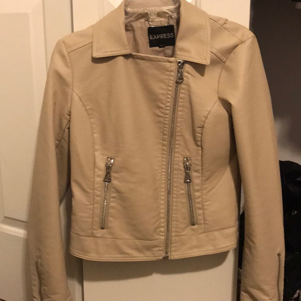 Express leather jacket cream color